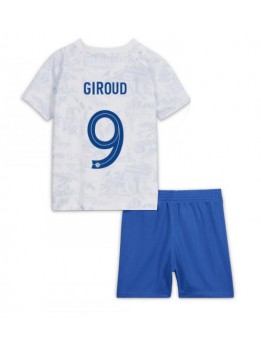 Otroški Nogometna dresi replika Francija Olivier Giroud #9 Gostujoči SP 2022 Kratek rokav (+ hlače)